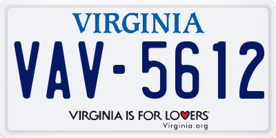 VA license plate VAV5612