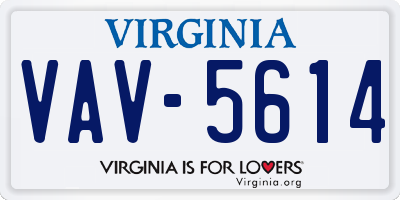 VA license plate VAV5614