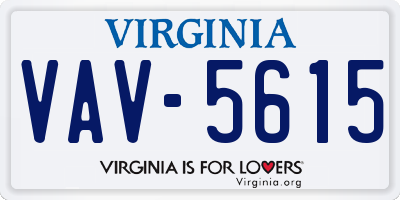 VA license plate VAV5615