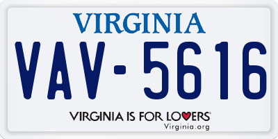 VA license plate VAV5616