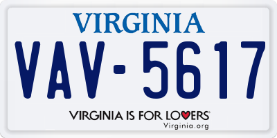 VA license plate VAV5617