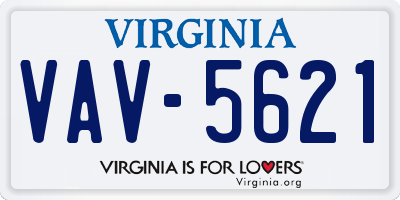 VA license plate VAV5621