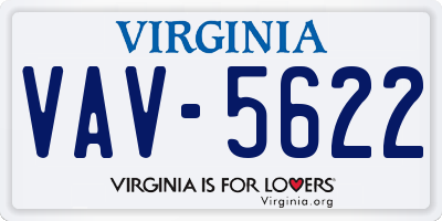 VA license plate VAV5622