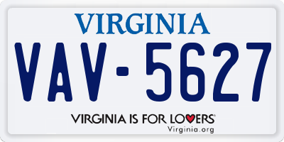 VA license plate VAV5627