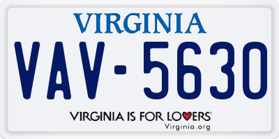 VA license plate VAV5630