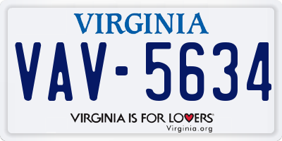 VA license plate VAV5634
