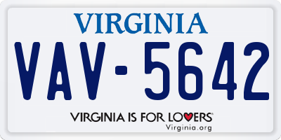 VA license plate VAV5642
