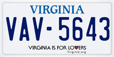 VA license plate VAV5643