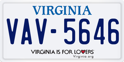 VA license plate VAV5646