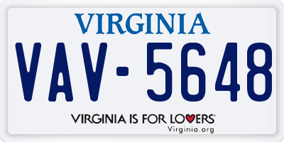 VA license plate VAV5648