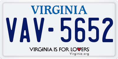 VA license plate VAV5652