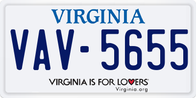 VA license plate VAV5655