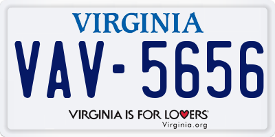 VA license plate VAV5656
