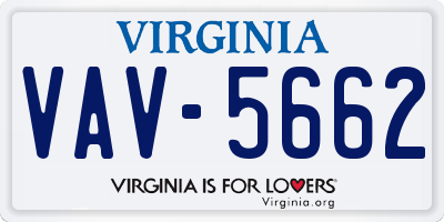 VA license plate VAV5662