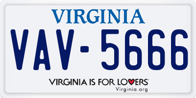 VA license plate VAV5666
