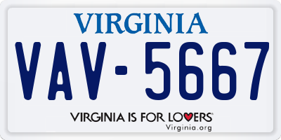 VA license plate VAV5667