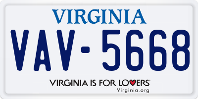 VA license plate VAV5668