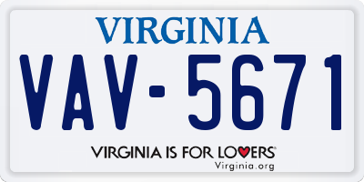 VA license plate VAV5671