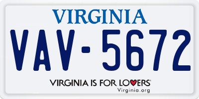 VA license plate VAV5672