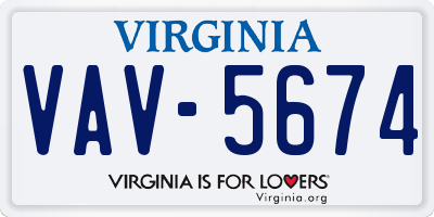 VA license plate VAV5674