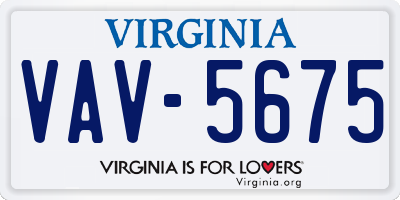 VA license plate VAV5675
