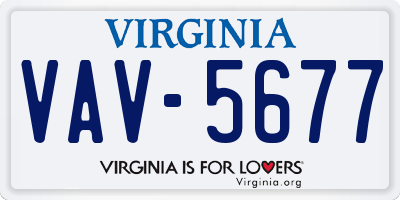 VA license plate VAV5677