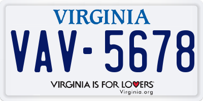 VA license plate VAV5678