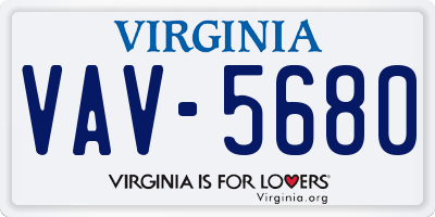 VA license plate VAV5680