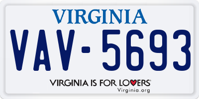 VA license plate VAV5693