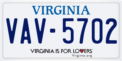VA license plate VAV5702