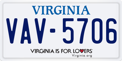 VA license plate VAV5706