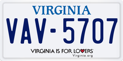 VA license plate VAV5707