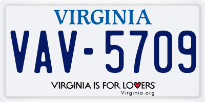 VA license plate VAV5709