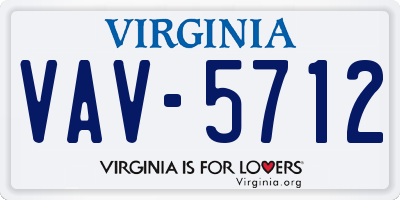 VA license plate VAV5712