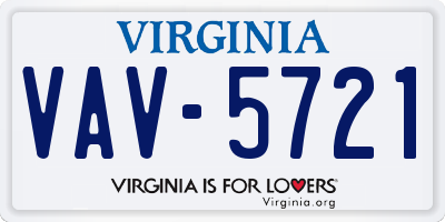 VA license plate VAV5721