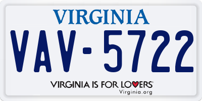 VA license plate VAV5722