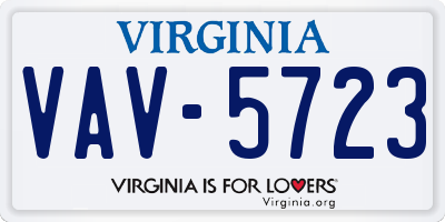 VA license plate VAV5723