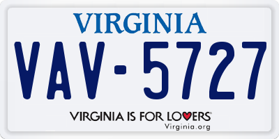 VA license plate VAV5727
