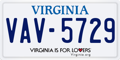 VA license plate VAV5729