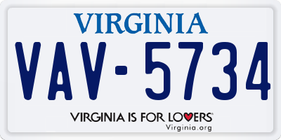 VA license plate VAV5734