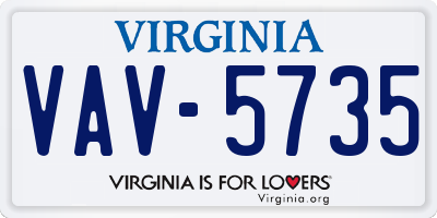 VA license plate VAV5735