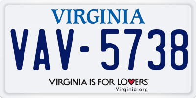 VA license plate VAV5738