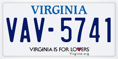 VA license plate VAV5741
