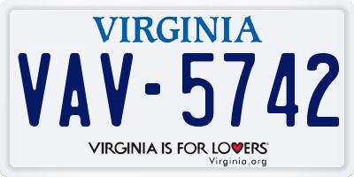 VA license plate VAV5742