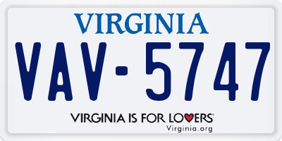 VA license plate VAV5747