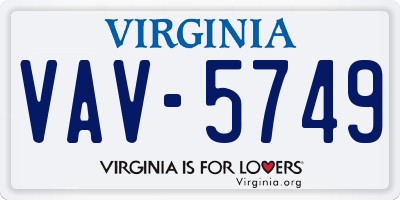 VA license plate VAV5749