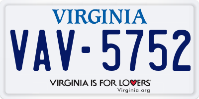 VA license plate VAV5752