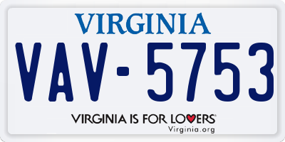 VA license plate VAV5753