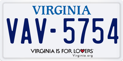 VA license plate VAV5754