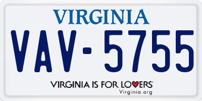 VA license plate VAV5755